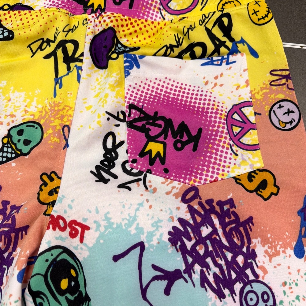 Fresh Prints Of Bel-Air Drill Clothing Co Men's Large Graffiti Emoji Shorts NWT - Picture 7 of 7